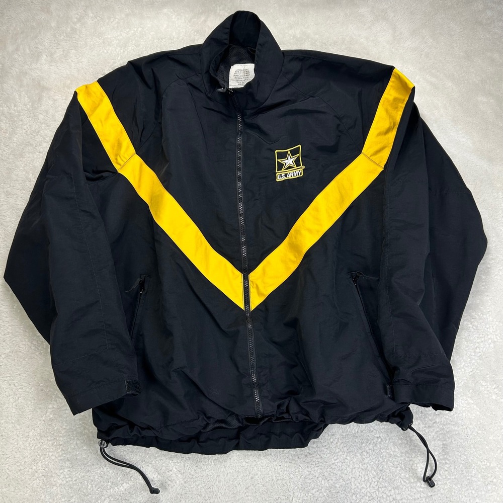 US Army APFU 8415-01-623-8630 Unisex Large Short Black Yellow Fitness Jacket